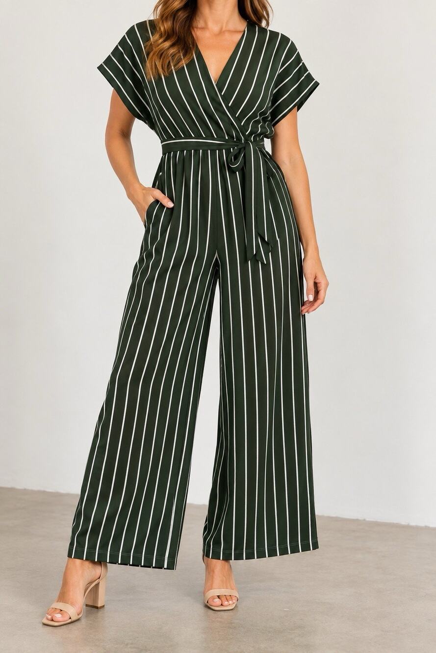 Mia Rose by Brick Jumpsuit Romper Womens Wide Leg Cap Sleeve Faux Wrap NWT Small